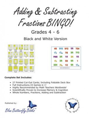 Kniha Adding & Subtracting Fractions BINGO! (Black & White Version) Blue Butterfly Books