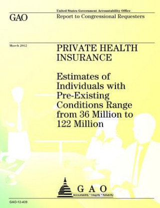 Könyv Private Health Insurance: Estimates of Individuals with Pre-Existing Conditions Range from 36 Million to 122 Million Government Accountability Office
