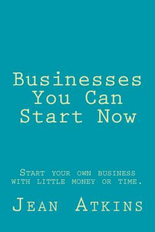 Kniha Businesses You Can Start Now: Start your own business with little money or time. Jean Atkins