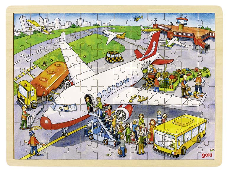 Játék Dřevěné puzzle Na letišti 96 dílků 