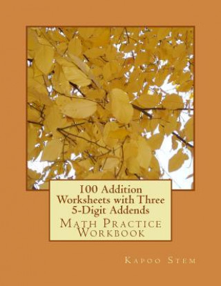 Carte 100 Addition Worksheets with Three 5-Digit Addends: Math Practice Workbook Kapoo Stem