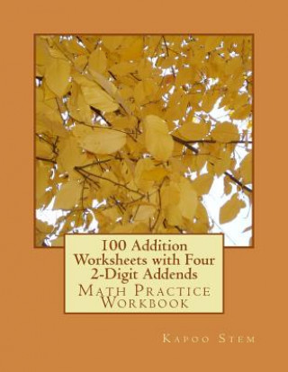 Book 100 Addition Worksheets with Four 2-Digit Addends: Math Practice Workbook Kapoo Stem