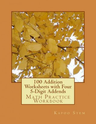 Kniha 100 Addition Worksheets with Four 5-Digit Addends: Math Practice Workbook Kapoo Stem