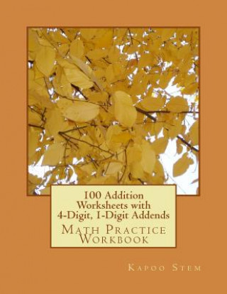 Carte 100 Addition Worksheets with 4-Digit, 1-Digit Addends: Math Practice Workbook Kapoo Stem