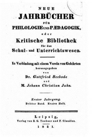 Livre Neue Jahrbucher fur Philologie und Paedagogik Dr Gottfried Seebode