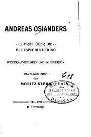 Kniha Schrift über die Blutbeschuldigung Andreas Osiander