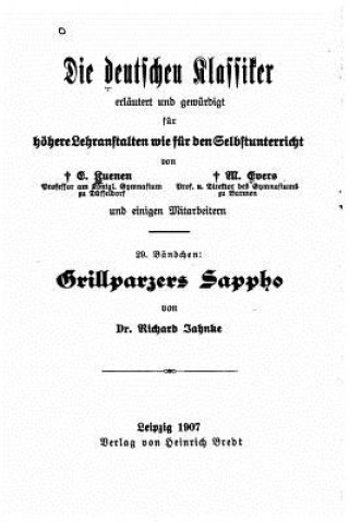 Książka Grillparzers Sappho Dr Richard Jahnke