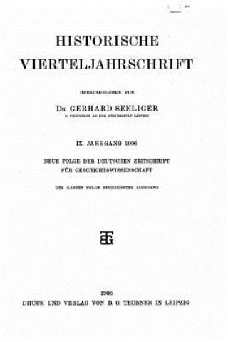 Kniha Historische vierteljahrschrift Gerhard Seeliger