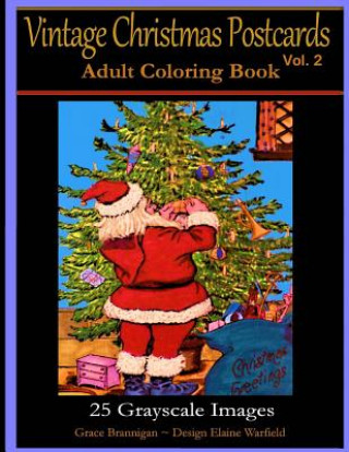 Carte Vintage Christmas Postcards Vol. 2 Adult Coloring Book: 25 Grayscale Images: Adult Coloring Book Grace Brannigan
