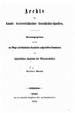 Livre Archiv für österreichische geschichte-quellen Franz Scharler