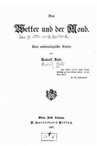 Livre Das Wetter und der Mond, eine meteorologische Studie Rudolf Falb