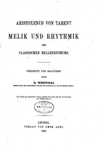 Libro Aristoxenus von Tarent R Westphal