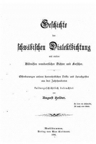 Kniha Geschichte der schwäbischen Dialektdichtung August Holder