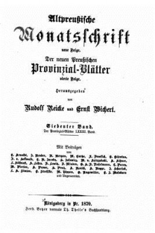 Carte Altpreussische Monatsschrift Rudolf Reike