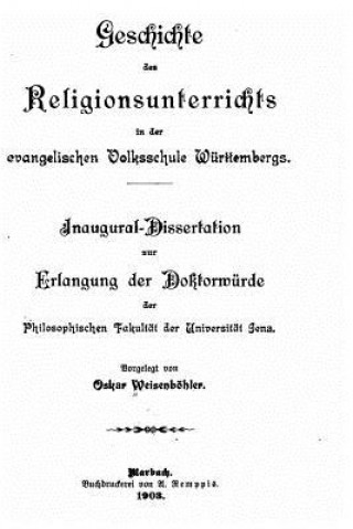 Livre Geschichte des Religionsunterrichts in der evangelischen Volksschule Oskar Weisenbohler