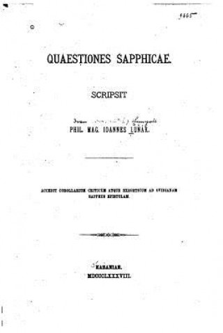 Kniha Quaestiones Sapphicae Jan Lunak