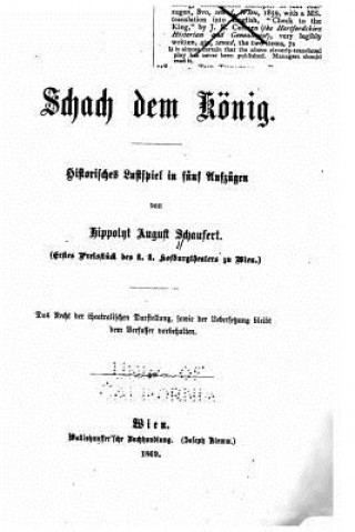 Livre Schach dem König Hippolyt August Schaufert