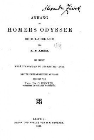 Könyv Anhang zu Homers Odyssee, schulausgabe K F Ameis