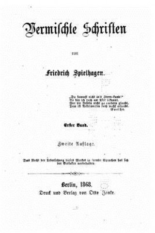 Book Vermischte Schriften Friedrich Spielhagen