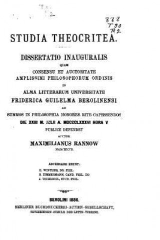Boek Studia Theocritea Maximilian Rannow