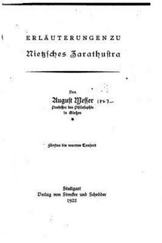 Kniha Erläuterungen zu Nietzsches Zarathustra August Messer