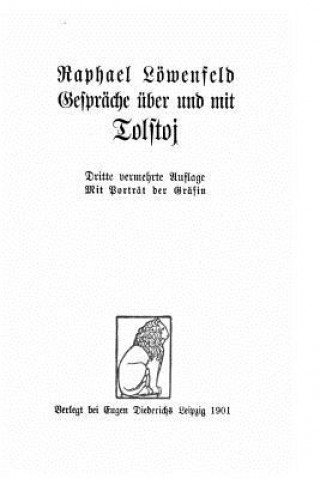 Kniha Gespräche über und mit Tolstoj Raphael Lowenfeld