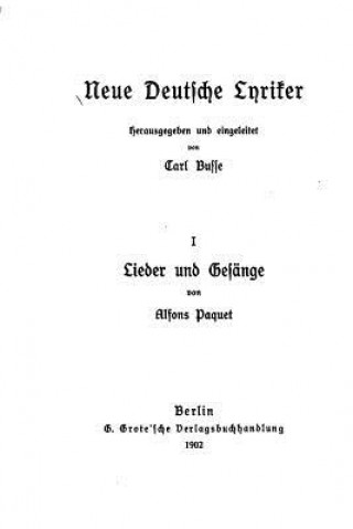 Buch Lieder Und Gesänge Alfons Paquet