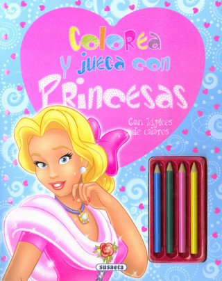 Carte Colorea y juega con princesas. Con lápices de colores 