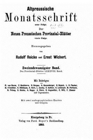 Carte Altpreussische Monatsschrift Rudolf Reicke