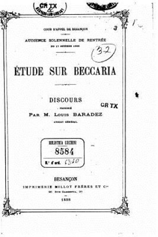 Kniha Étude sur Beccaria, discours Louis Baradez