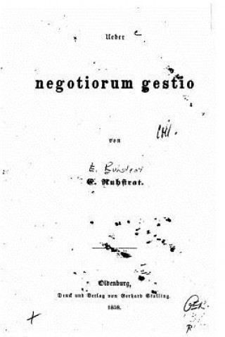 Book Veber negotiorum gestio E Ruhstrat