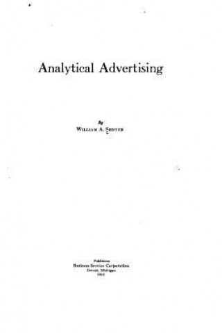 Kniha Analytical Advertising William A Shryer