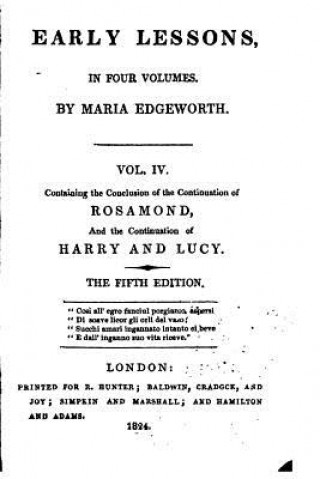 Carte Early Lessons - Vol. IV Maria Edgeworth