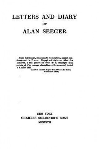 Book Letters and Diary of Alan Seeger Alan Seeger