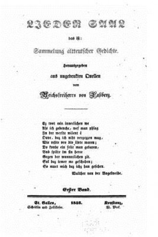 Książka Lieder Saal das ist Sammelung altdeutscher Gedichte Joseph Maria Christoph Freiher Lassberg