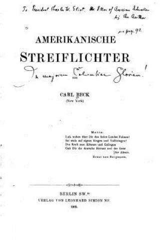 Kniha Amerikanische Streiflichter Carl Beck