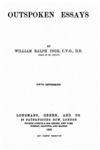 Knjiga Outspoken Essays William Ralph Inge