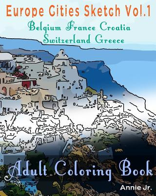 Carte Europe Cities Sketch: Adult Coloring Book Annie Jr