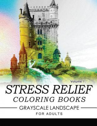 Book Stress Relief Coloring Books GRAYSCALE Landscape for Adults Volume 1 Keith D Simons
