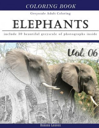 Książka Elephants Wild Safari: Animal Gray Scale Photo Adult Coloring Book, Mind Relaxation Stress Relief Coloring Book Vol6: Series of coloring book Banana Leaves