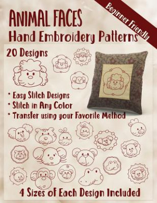 Kniha Animal Faces Hand Embroidery Patterns Stitchx Embroidery