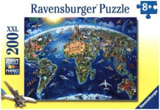 Játék Ravensburger Kinderpuzzle - 12722 Große, weite Welt - Puzzle-Weltkarte für Kinder ab 8 Jahren, mit 200 Teilen im XXL-Format 