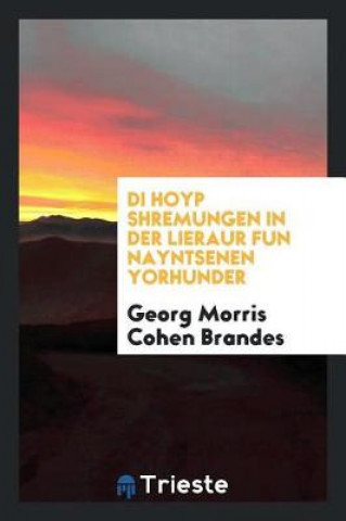 Kniha Di Hoyp Shremungen in Der Lieraur Fun Nayntsenen Yorhunder GEORG MORRIS BRANDES
