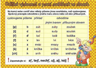 Książka Odlišná výslovnost a psaní souhlásek / Rozlišujeme 10 slovních druhů (karta) 