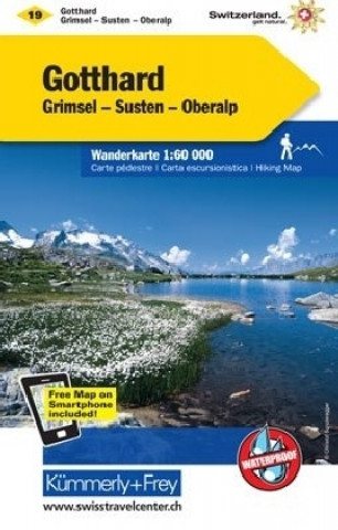 Tiskanica KuF Schweiz Wanderkarte 19 Gotthard, Grimsel, Susten, Oberalp 1 : 60 000 