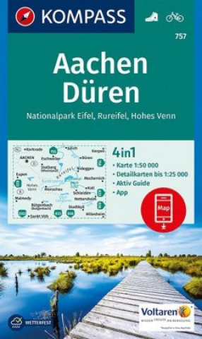 Articles imprimés KOMPASS Wanderkarte 757 Aachen, Düren, Nationalpark Eifel, Rureifel, Hohes Venn 1:50.000 Kompass-Karten Gmbh