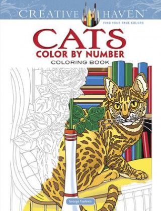 Книга Creative Haven Cats Color by Number Coloring Book George Toufexis