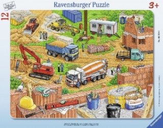 Játék Ravensburger Kinderpuzzle - 06058 Arbeit auf der Baustelle - Rahmenpuzzle für Kinder ab 3 Jahren, mit 12 Teilen 