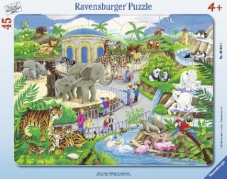 Joc / Jucărie Ravensburger Kinderpuzzle - 06661 Besuch im Zoo - Rahmenpuzzle für Kinder ab 4 Jahren, mit 45 Teilen 
