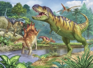 Játék Ravensburger Kinderpuzzle - 13695 Welt der Dinosaurier - Dino-Puzzle für Kinder ab 6 Jahren, mit 100 Teilen im XXL-Format, inklusive Malheft 